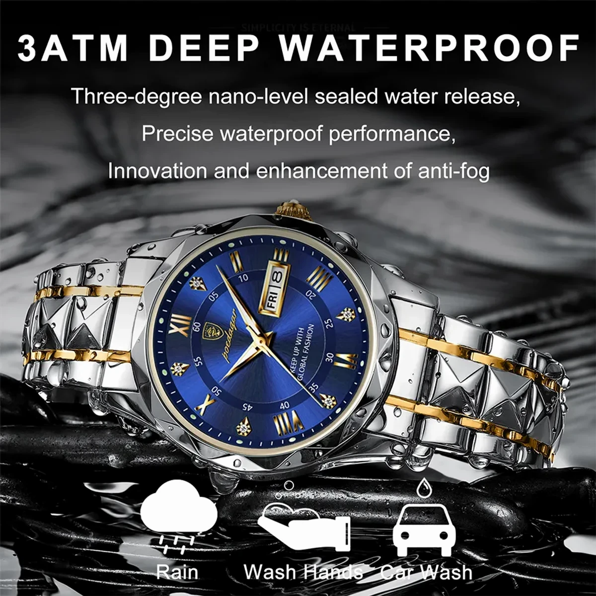 POEDAGAR Luxury Men Watches Business Top Brand Man Wristwatch Waterproof Luminous Date