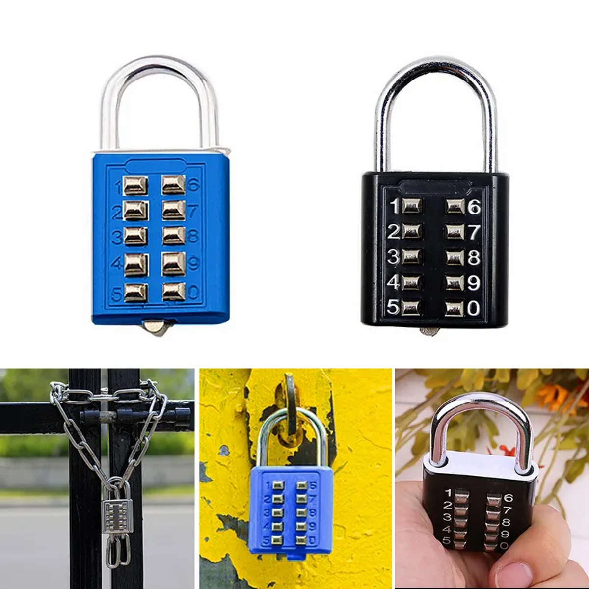 Anti theft Button Combination Padlock 10 Digit Push Password Lock
