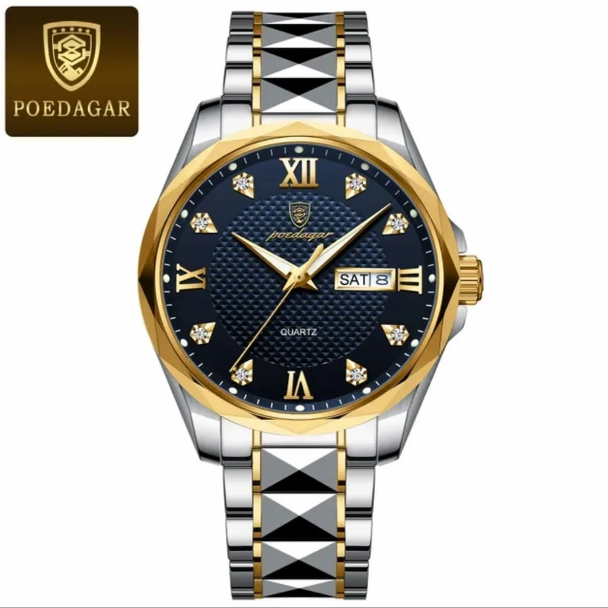 POEDAGAR Luxury Watches for Man Waterproof Luminous Galendar Dial High Fashion Quartz Wristwatch Model Number：998 blue cooler