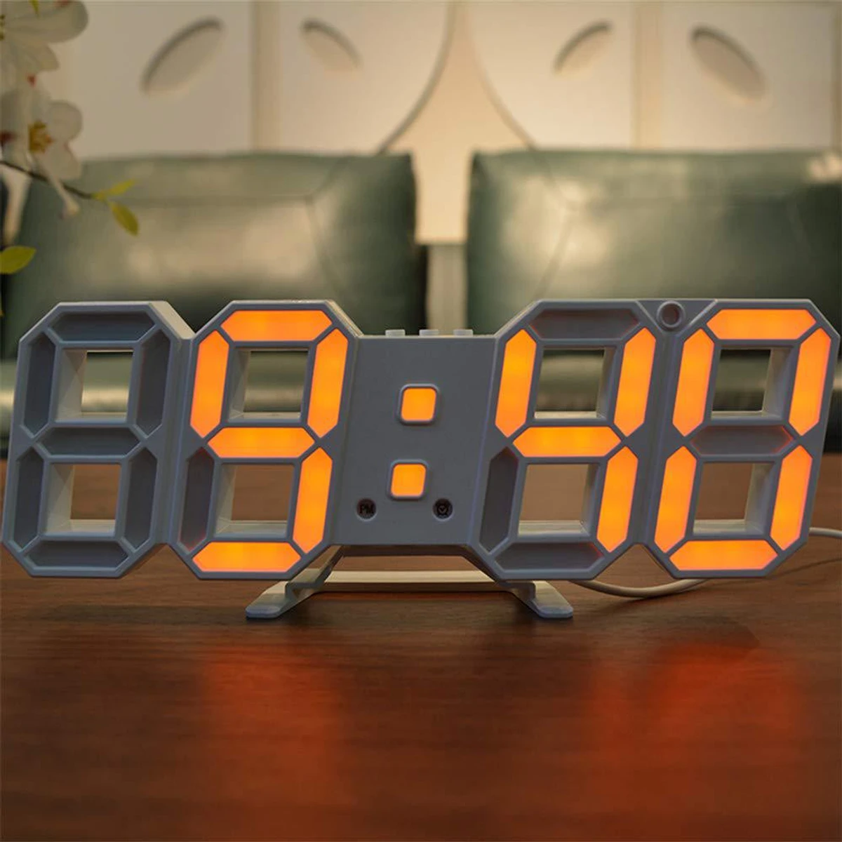 Digital Wall Clock LED Table Clock Time Alarm Temperature Date Sound Control Night Light