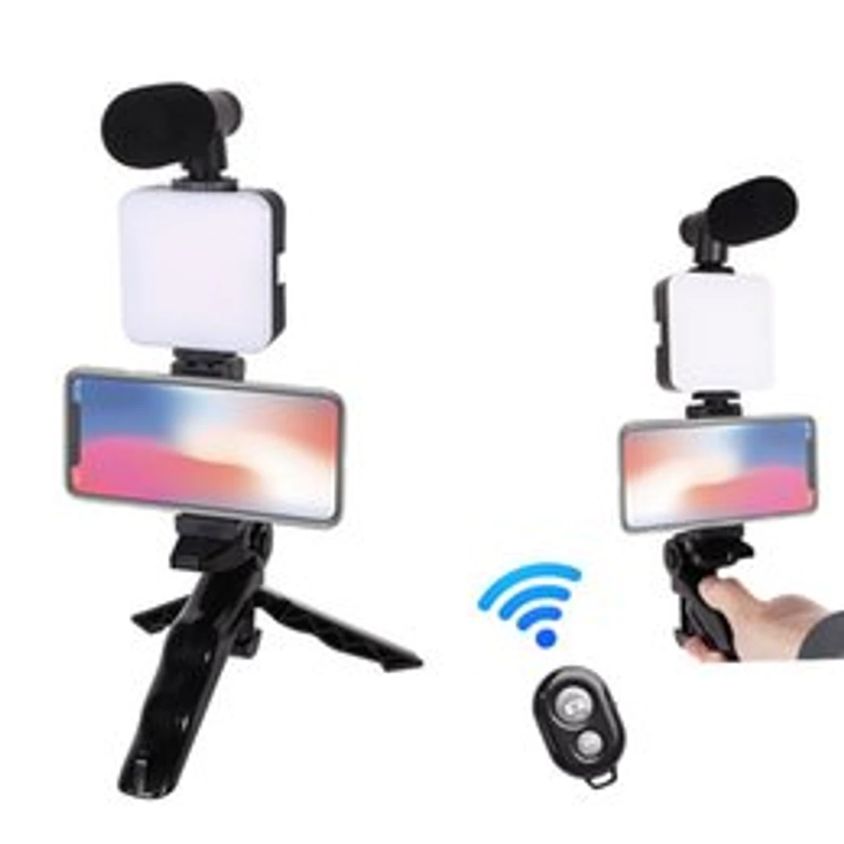 Smartphone Camera Video Kit, Shotgun Microphone Kit with LED Light, Adjust Tripod Phone Holder for YouTube Recording Photography