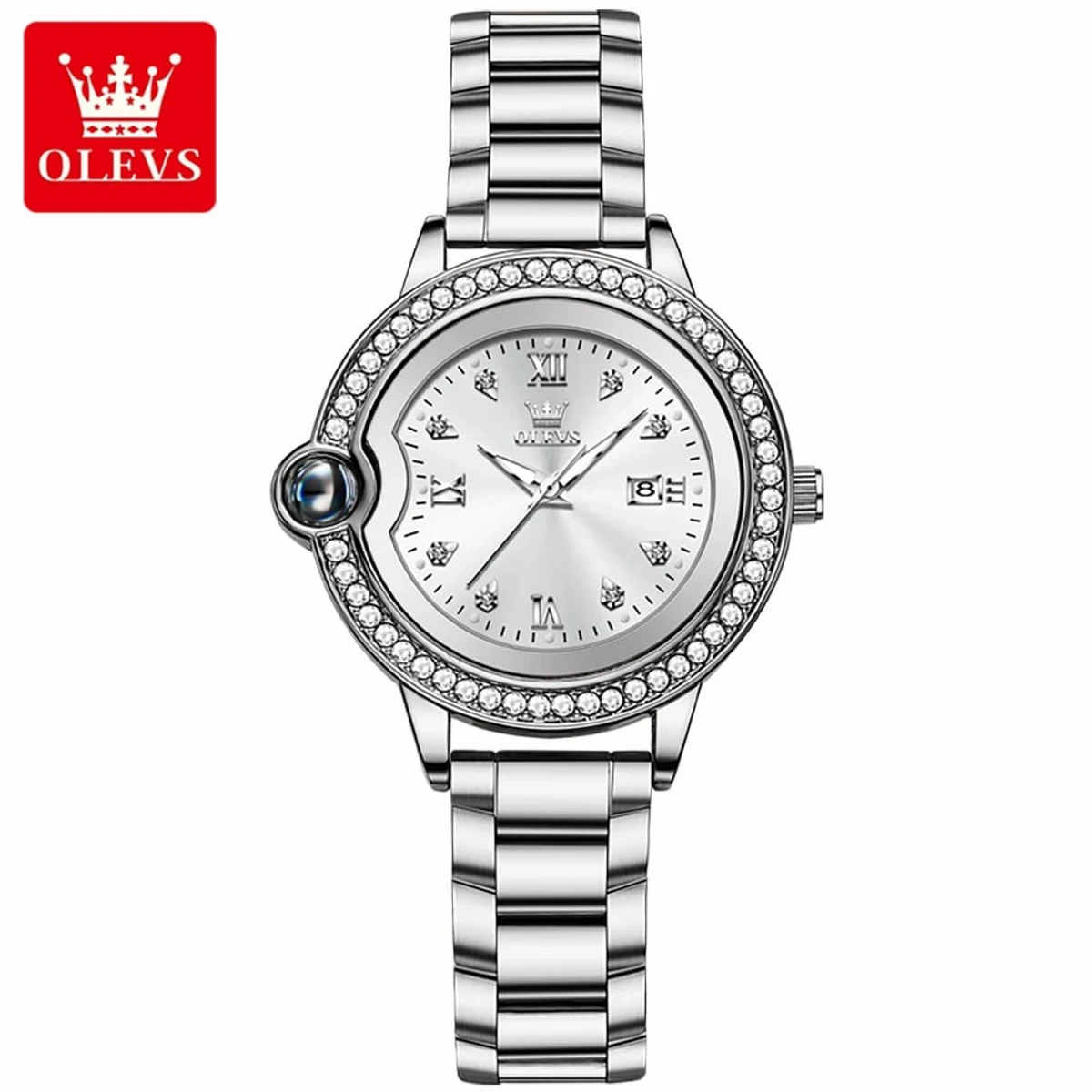 OLEVS Watch for Women Fashion Elegant Stainless Steel Quartz Wristwatch Luxury Ladies Dress Watches