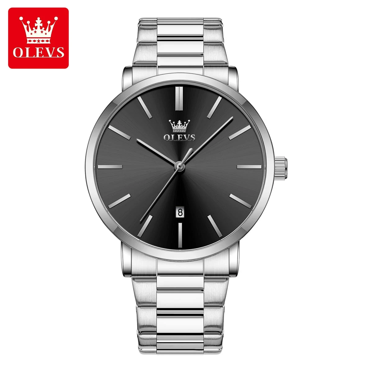 OLEVS Men Watches Ultra-Thin Minimalist Luxury Business Stainless Steel Quartz Dress Wrist Watch for Men Date Waterproof