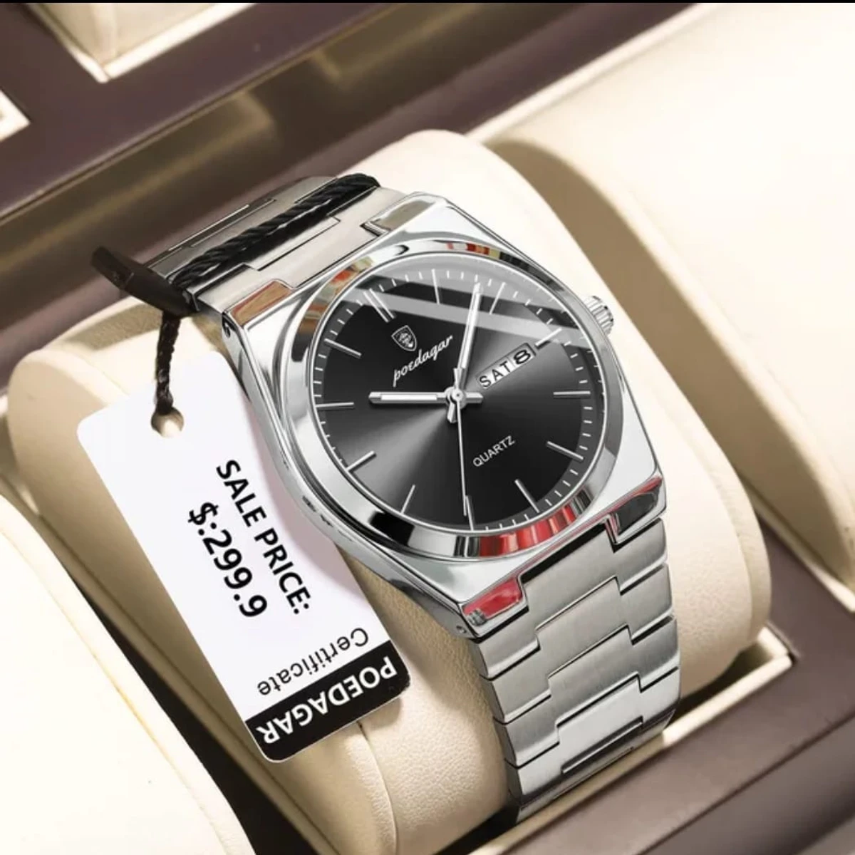 POEDAGAR 930 Business Luminous Stainless Steel Quartz Men’s Watch- Silver Black