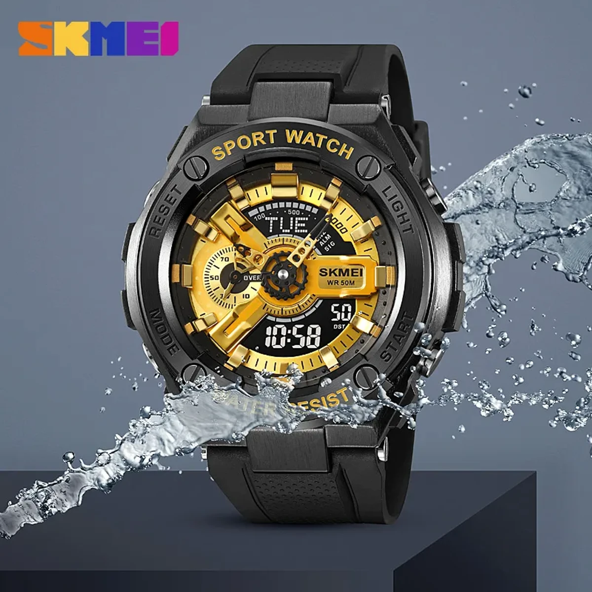 Skmei waterproof Men’s Analog Digital Silicon Belt Watch