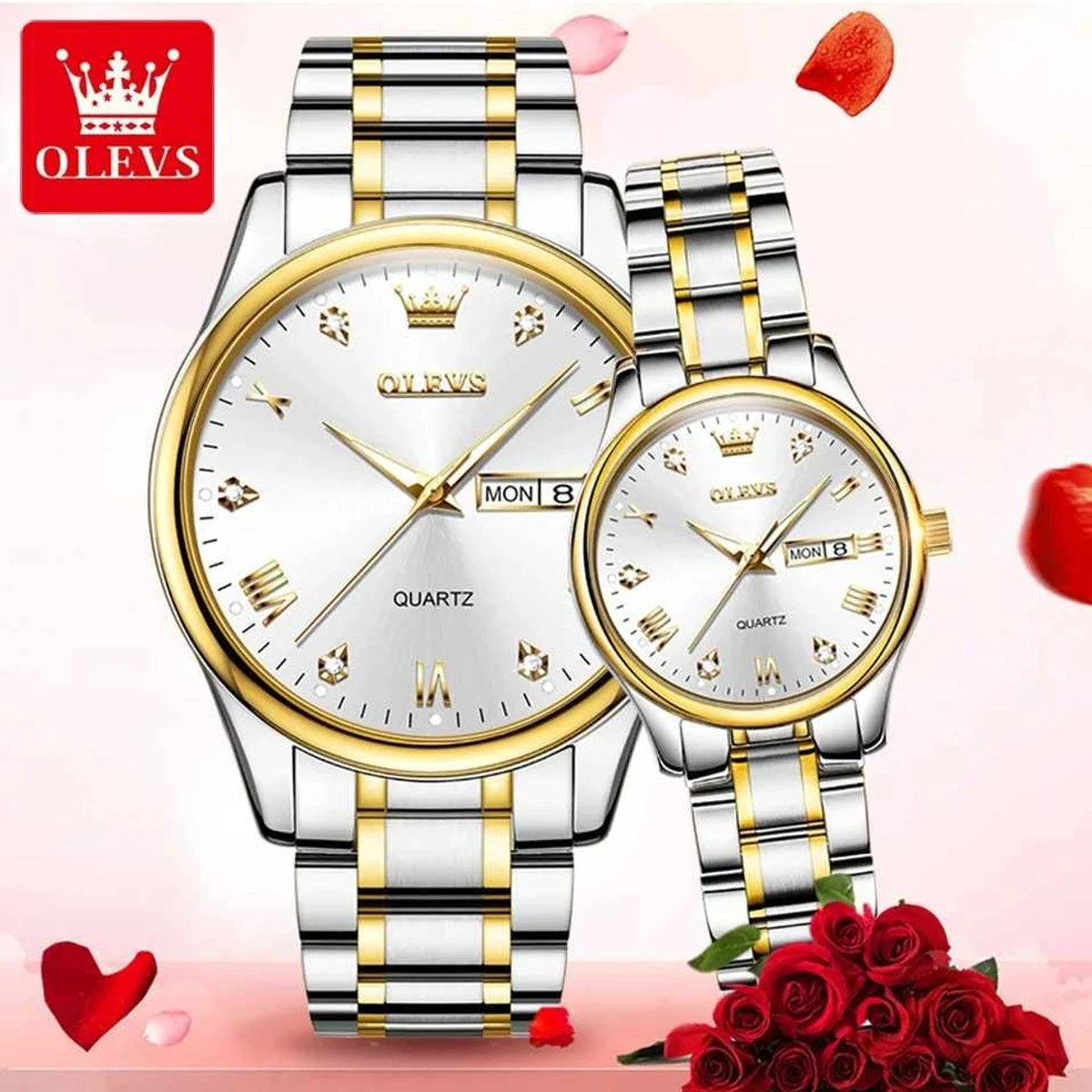 OLEVS New Original Quartz Couple Watch For Women Men Digital Dial Fashion Luxury Watches Waterproof Luminous Calendar Clock