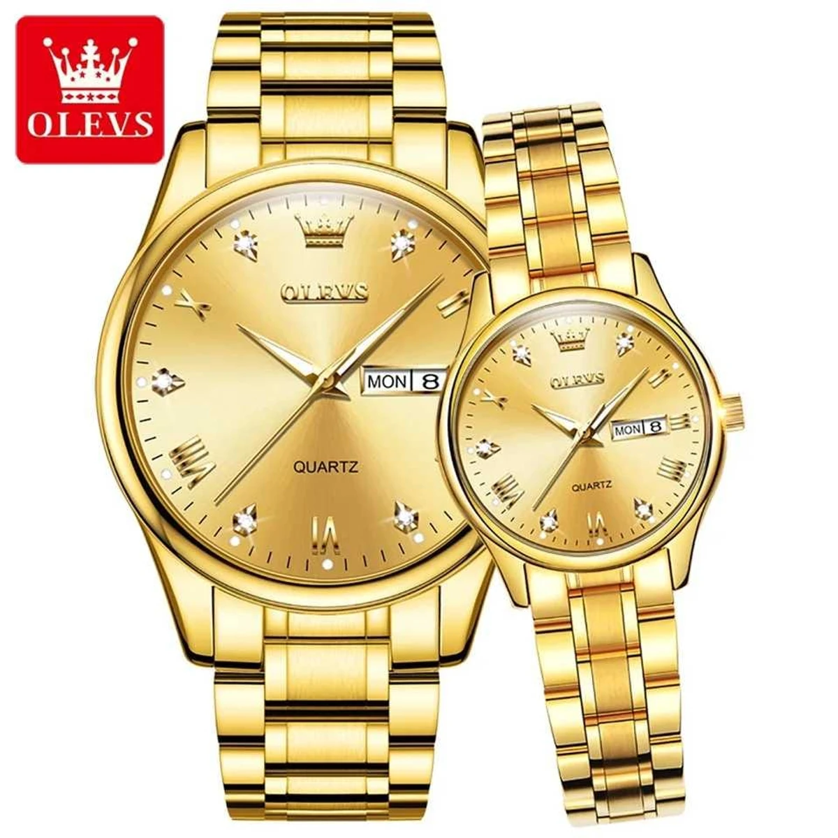 OLEVS New Original Quartz Couple Watch For Women Men Digital Dial Fashion Luxury Watches Waterproof Luminous Calendar Clock