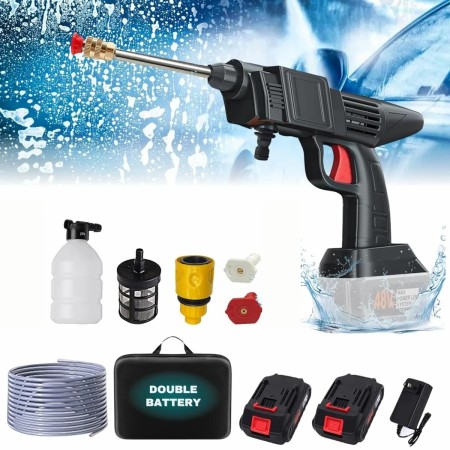 Double Battery High Pressure Car Washer Spray Rechargeable 2 Type Wash Gun Electric Water Gun Machine