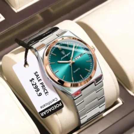 Poedagar 930 Mens Luxury Luminous Wristwatch Silver Rose Green