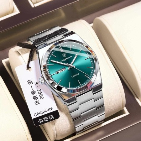 Poedagar 930 Mens Luxury Luminous Wristwatch silver Green