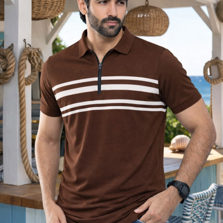 Premium Polo Shirt Half Sleeve - Chocolate