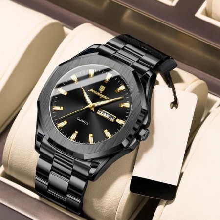 Poedagar Mens Quartz Watch Stainless Steel 725c Full Black