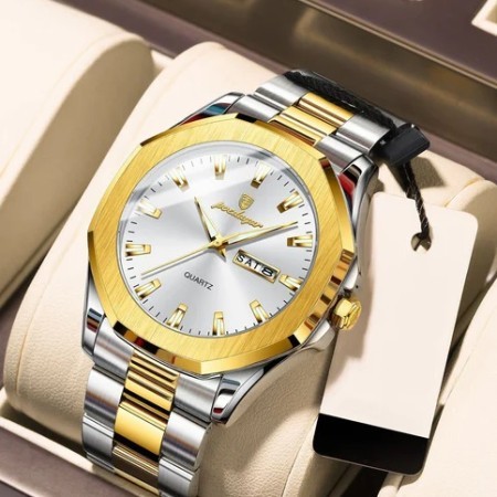 Poedagar Mens Quartz Watch Stainless Steel 725c toton white
