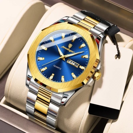Poedagar Mens Quartz Watch Stainless Steel 725c toton blue